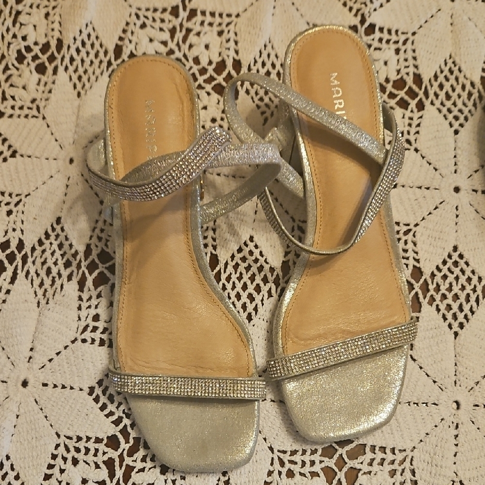 Silver Glamorous Heels with Ankle Strap